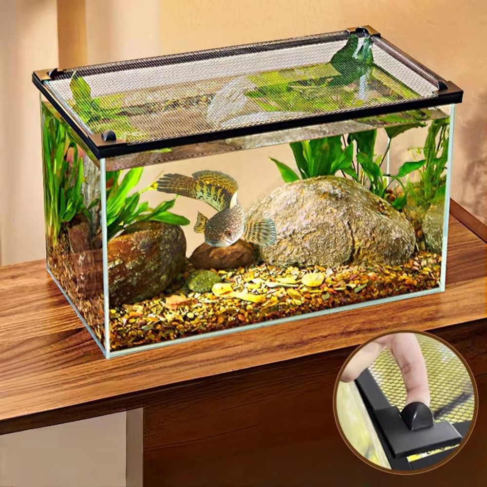 Aquarium Fish Jumping - 頑丈な磁気式水槽蓋カバー DIY 簡単設置 水槽飛び出し防止ネット カメ水槽ネット 魚水槽用