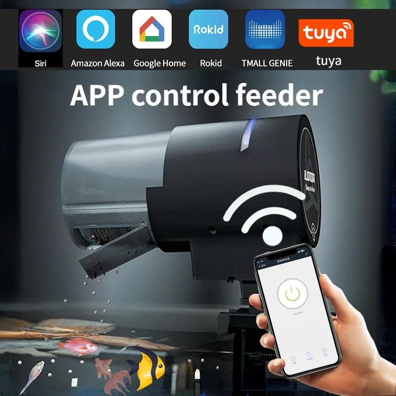 Aquarium Fish Feeder Automatic - iLONDA 新しい Wi-Fi 自動魚フィーダー第 2 世代フィードディスペンサー長距離リモコンタイマーカウントダウン給餌付き