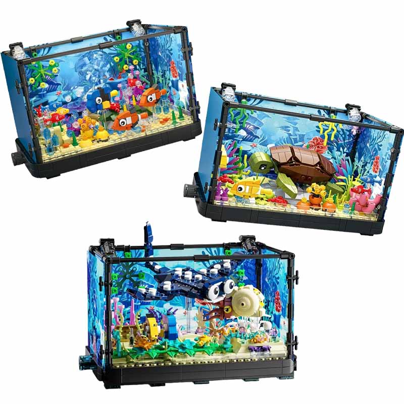 ライト付き水槽ビルディングブロックセット、水槽、海洋カメ、1 - Aquarium Fish Lego のレビューと価格