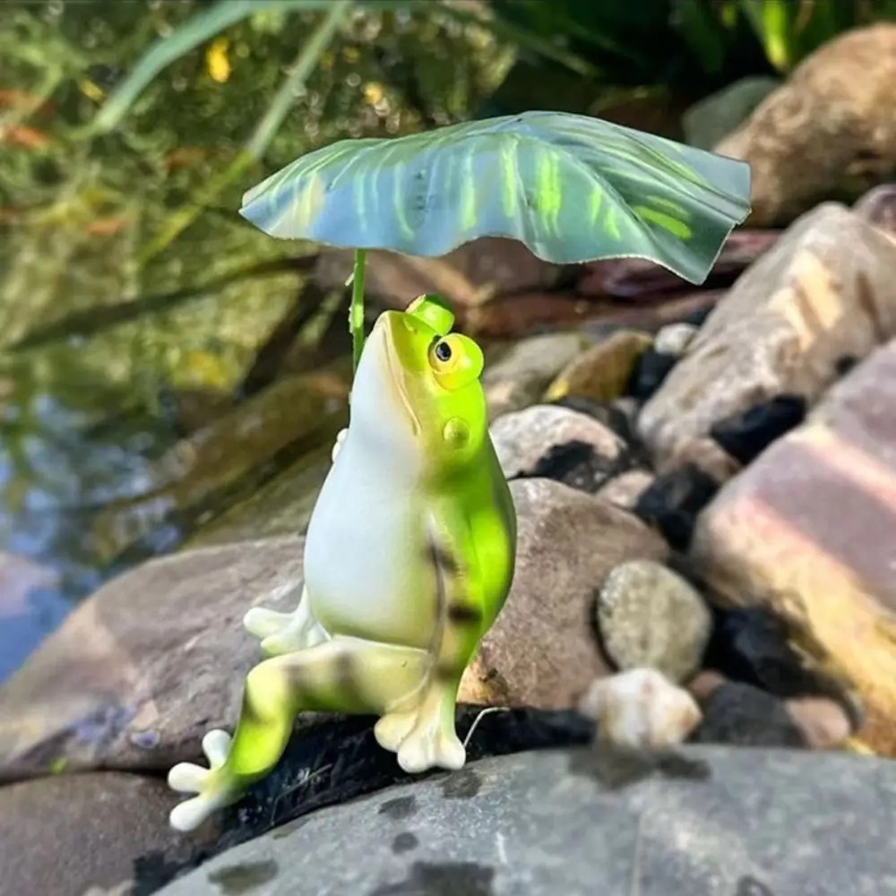 漫画風樹脂製カエルの置物、葉っぱ付きの創造的な庭のカエル像、 - Aquarium Fish Guppy のレビューと価格