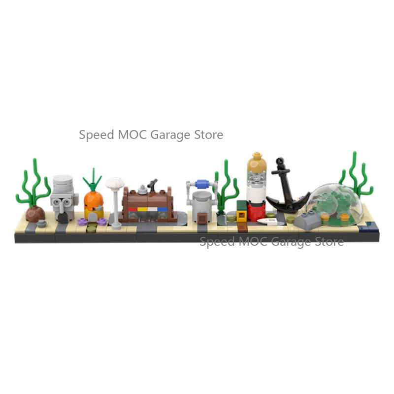 高精細水中街並みMOCセット、かわいい漫画風海底都市ビルディ - Aquarium Fish Lego のレビューと価格