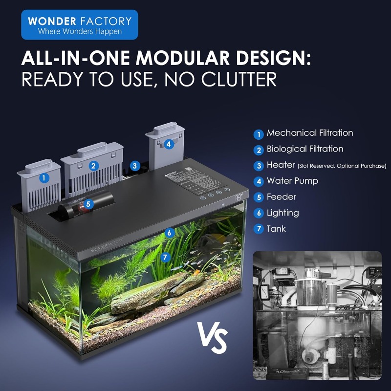 スマートアクアリウム、ガラス製水槽、自動清掃フィルター、デュ - Aquarium Fish Feeder Automatic のレビューと価格